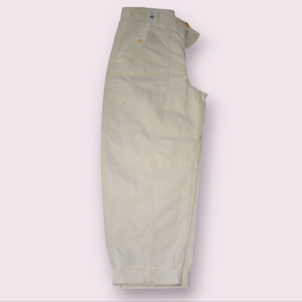 Banana Republic Cream Ankle Cropped Pants with Baggy Fit